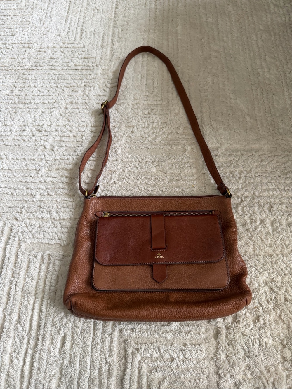 Fossil Two-Tone Brown Leather Shoulder Bag